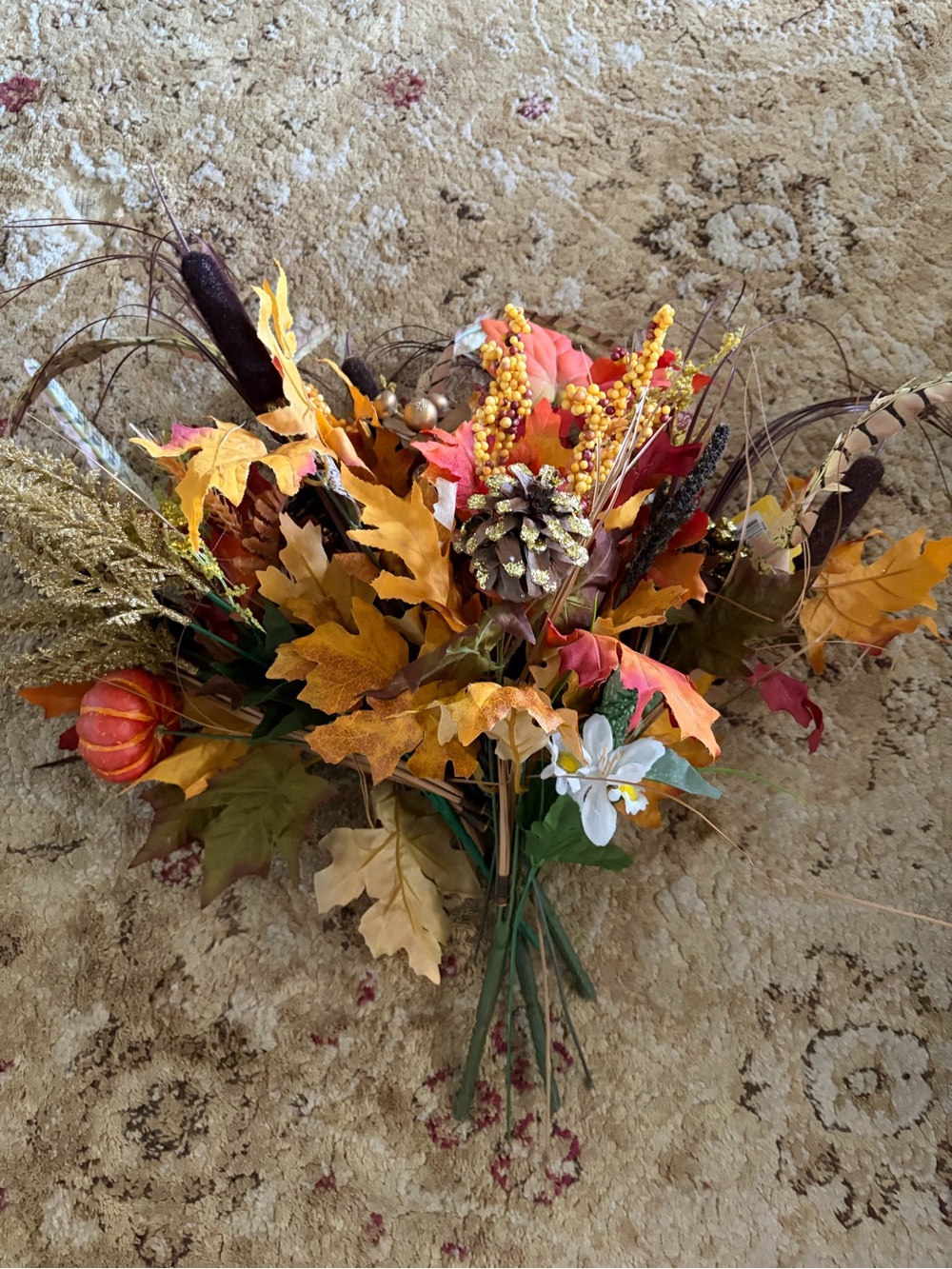 Autumn Harvest Faux Floral Arrangement - Orange & Gold
